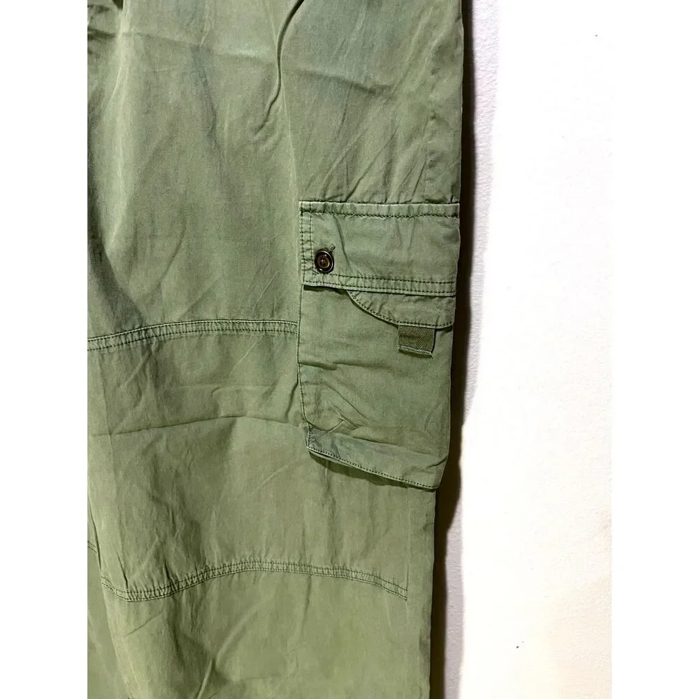 Pilcro pants Y2K cargo capri joggers slouchy fit drawstring green women's 32 New - Picture 3 of 7